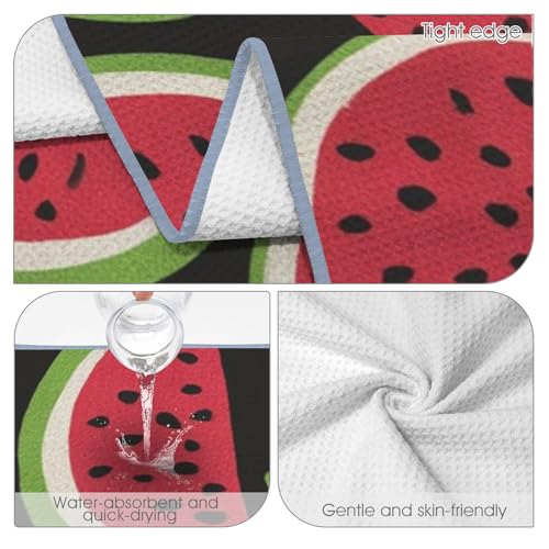 Waffle Bath Towel 29"x58" Quick Dry Watermelon Seamless Pattern Bath Towel, Lightweight Fast Drying Towel, Soft Large Bath Towel for Bathroom, Gym, Travel, Beach Towel