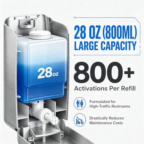 interhasa! Commercial Hand Soap Dispenser Wall Mount | Dual-Lock Design, ABS Liquid & Gel Hand Sanitizer Dispenser for Bathroom & Commercial Restaurant, 28oz/800ml - color: Silver