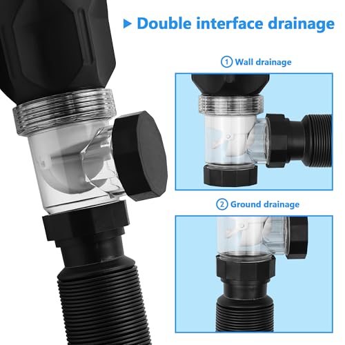 Bathroom Sink Drain Kit, with Flexible Expandable P-Trap Sink Drain Pipe, Fits 1-1/4",1-1/2" and 2'' Drain Hole, Built-in Anti-Clogging Stopper, Anti-Odor With Overflow - color: Black With Overflow, style: 1 Pack