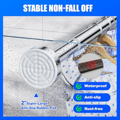 Ausemku Shower Curtain Rod - 32-43 Inch Rustproof Tension Rod, Non-Slip Spring Design, No Drilling Adjustable Curtain Rod for Bathroom, Kitchen, and Closet（Silver） - color: Silver, size: 32-43 IN