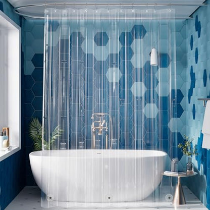 Titanker Extra Long Shower Curtain Liner 72x96 Clear Plastic Shower Liner Lightweight PEVA Waterproof Shower Curtain Liner for Bathroom with Magnets and Rustproof Grommets - color: Clear, size: 72"W x 96"L (Pack of 1)