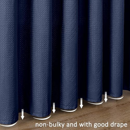 Aiyufeng Waterproof Fabric Shower Curtains for Bathroom，Dot Like Embossed Textured Soft Polyester Cloth Stall Shower Curtain，Hotel Luxury Quality Machine Washable，36Wx72L，Navy Blue - color: Navy Blue, size: 36"W x 72"L (Pack of 1)