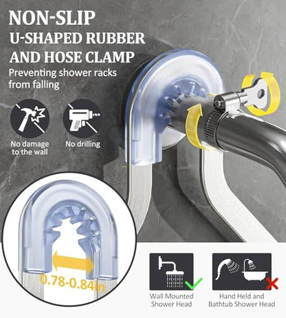 OMAIRA Shower Caddy Hanging with Soap Scrub Holder, Stainless Steel Adjustable No Drilling Non-Slip Large Capacity Sturdy Over Shower Head Shower Organizer Inside Shelves Bathroom Storage Rack, Silver - color: Silver