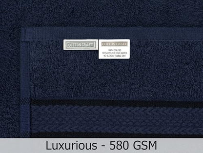 COTTON CRAFT Ultra Soft 6 Piece Towel Set - 100% Cotton Towels - Navy | Absorbent 580 GSM Quick Dry Everyday Premium Luxurious Bathroom Towels - 2 Large Bath Towels, 2 Hand Towels, 2 Washcloths - color: Night Sky, size: 6 Piece Towel Set