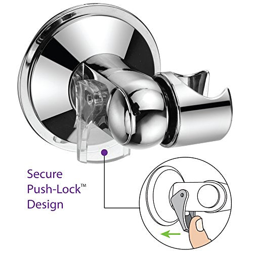HotelSpa Universal Angle-Adjustable Hand Shower Wall Bracket for Easy Reach/Perfect Angle Fits Any Shower! Patented Push-Lock Provides Superior Suction Power. Self-Adhesive Slide-in Holder Included