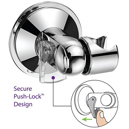 HotelSpa Universal Angle-Adjustable Hand Shower Wall Bracket for Easy Reach/Perfect Angle Fits Any Shower! Patented Push-Lock Provides Superior Suction Power. Self-Adhesive Slide-in Holder Included