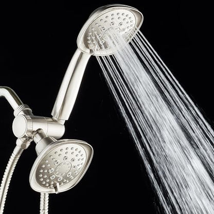 AquaDance Luxury Square 48-setting High-Pressure Dual Head/Handheld Shower Spa Combo. Extra-Long 72" Stainless Steel Hose, 3-way Flow Diverter, Satin Nickel Finish - color: Satin Nickel