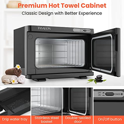 TASALON Professional Hot Towel Warmer Cabinet, 8L Middle Capacity, Use for Facial Spa, Hair Beauty, Salon Equipment and Home, Perfect Temperature for Towel Warmer, Fits up to 24 Small Towels - Black - color: Black