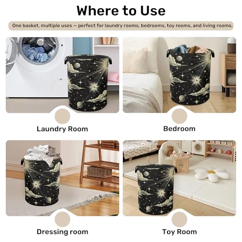 Gothic Sun Cloud Laundry Basket with Handles - Extra Large Foldable Hamper for Bathroom/Laundry/Bedroom/Dorm, Washable Fabric Storage Bin - color: Gothic Sun Cloud
