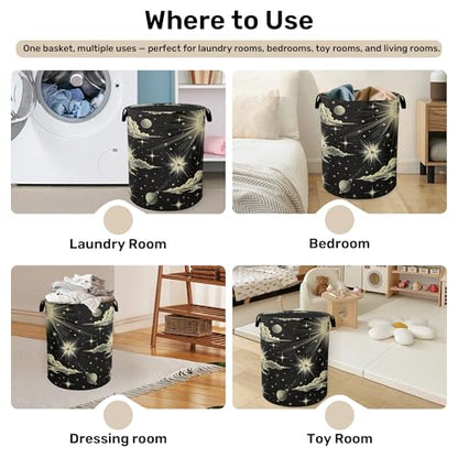 Gothic Sun Cloud Laundry Basket with Handles - Extra Large Foldable Hamper for Bathroom/Laundry/Bedroom/Dorm, Washable Fabric Storage Bin - color: Gothic Sun Cloud