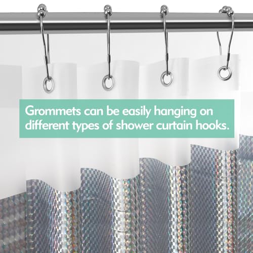 Holographic 3D EVA Shower Curtain Liner Cube, 72x72 Premium Clear Plastic Bathroom Shower Curtain with Rustproof Metal Grommets for Shower Stall, Bathtubs - color: A-holographic, size: 72"W x 72"L (Pack of 1)