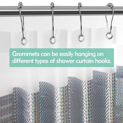 Holographic 3D EVA Shower Curtain Liner Cube, 72x72 Premium Clear Plastic Bathroom Shower Curtain with Rustproof Metal Grommets for Shower Stall, Bathtubs - color: A-holographic, size: 72"W x 72"L (Pack of 1)