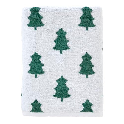 SKL Home Christmas/Winter Holiday Trees Bath Towel, Reversible, Green/White | 100% Cotton. 500 GSM weight. Soft & absorbent jacquard. Great for holiday gifting. - color: Holiday Trees, style: Bath Towel