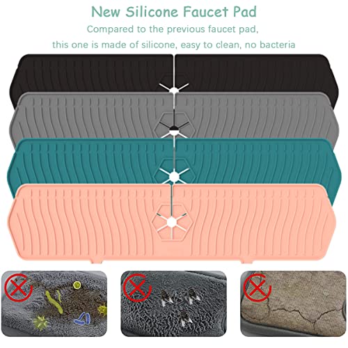 Kitchen Faucet Sink Splash Guard, 24" x 5.6'' Upgrade Silicone Faucet Water Catcher Mat, Sink Draining Pad Behind Faucet, Rubber Drying Mat for Countertop, Bathroom, Farmhouse, RV (Black) - color: Black, size: 24" x 5.6"
