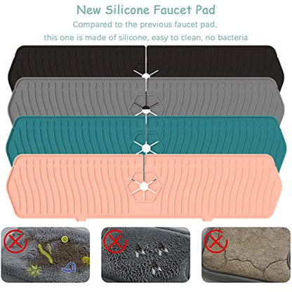 Kitchen Faucet Sink Splash Guard, 24" x 5.6'' Upgrade Silicone Faucet Water Catcher Mat, Sink Draining Pad Behind Faucet, Rubber Drying Mat for Countertop, Bathroom, Farmhouse, RV (Black) - color: Black, size: 24" x 5.6"