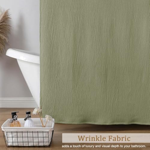 Aiyufeng 3D Textured Green Small Shower Curtain for Bathroom, Fabric Shower Curtain Heavy Duty Cloth, Stall Size Narrow Bathroom Curtains, Machine Washable, 36x72 Inches - color: Green, size: 36"W x 72"L (Pack of 1)