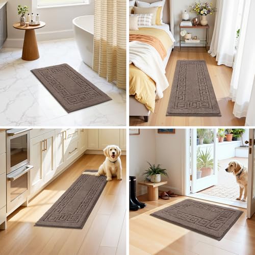 Pauwer Bathroom Rugs Sets 3 Piece, Plush Absorbent Bath Rug, Coffee | Microfiber Bath Mat Set, Non Slip Washable, Quick Dry Floor Carprt, Soft U Shaped Toilet Mats For Bathroom Shower Sink - color: Coffee