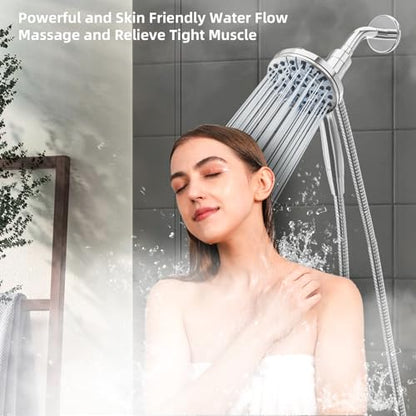 9 Settings High Pressure Magnetic Shower Head with Handheld | Power Wash for Tub&Tile, Magnetic Bracket, Pause Mode for Water Saving, Easy Clean Nozzles, 6ft Hose, Premium Chrome - color: Premium Chrome