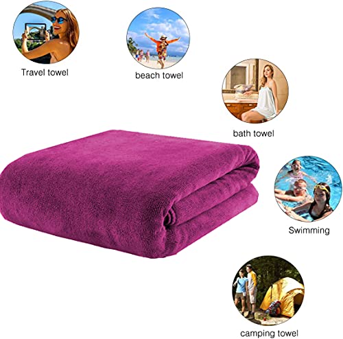 MYLSMPLE Luxury Microfiber Extra Large Bath Towels Beach Bath Sheets Fast Drying Towels Soft Absorbent Towels (36 Inch X 72 Inch) (Berry, 36 Inch X 72 Inch) - color: Berry