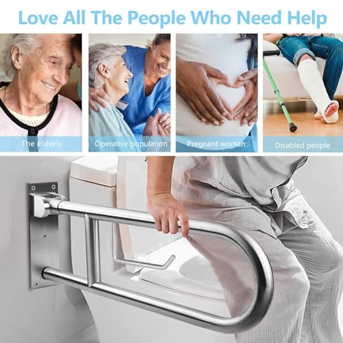 Toilet Grab Bar Stainless Steel Handicap Rails Grab Bars Bathroom Support for Elderly Disabled Safety Hand Railing Guard Frame Shower Assist Aid Handrails Hand Grips (23.6 Inches with Paper Holder) - size: 23.6 Inches with Paper Holder