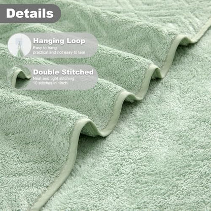 Smuge 18-Piece Bath Towel Set, Include 6 Bath Towel Sheets, 6 Hand Towels and 6 Washcloths - Highly Absorbent Quick Dry 100% Microfiber,Ultra Soft Bathroom Towel Set (Light Green) - color: Light Green, size: 18 Pcs Bath Towel Set