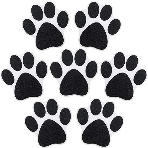 Mudder 20 Pcs Non Slip Bathtub Sticker Cute Anti Slip Shower Sticker Adhesive Black Grey Pink Paw Decal Safety Traction Grip Treads Appliques for Bathtub Pool Boat Stair Shower Floor (Black) - color: Black