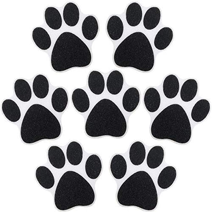 Mudder 20 Pcs Non Slip Bathtub Sticker Cute Anti Slip Shower Sticker Adhesive Black Grey Pink Paw Decal Safety Traction Grip Treads Appliques for Bathtub Pool Boat Stair Shower Floor (Black) - color: Black