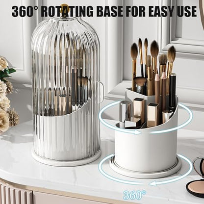 Concealed Toothbrush Holder, Rotating Bathroom Organizer Countertop | Toothbrush and Toothpaste Holders with Cover, Waterproof and Dustproof, 360° Rotating Base, for Bathroom Countertop - color: 1pcs White