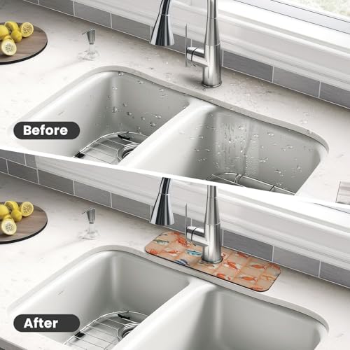 On The Cape Coastal Summer Kitchen sink faucet pad, strong water absorption, anti slip, easy to clean, very suitable for splash and drip prevention, suitable for kitchens and bathrooms - color: On The Cape Coastal Summer