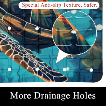 Bathtub Mats for Shower Tub, Sea Turtle Undersea Pattern Anti-Slip Bath Mats for Inside Tub, Bathroom Shower Mats with Drain Holes and Suction Cups - color: Multi 06