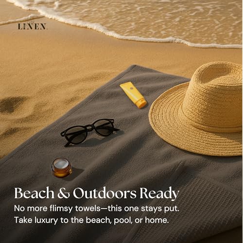 100% Organic Cotton Bath Sheet Set of 2 | Luxury 650 GSM Beach & Spa Towel Sheet | Soft Extra Large Quick Dry Towel for Bathroom | Waffle Terry Weave | Grey 35x70