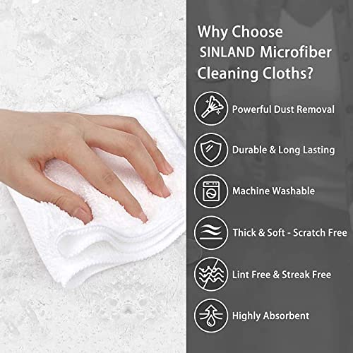 Microfiber Cleaning Cloth Kitchen Dish Cloths 12x12In 12 Pack White | Super Absorbent, No Streak, Dish Rags, Lens, Cloths - color: White