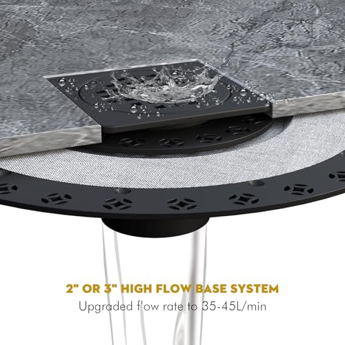 4” Shower Drain Grate Kit with Flange, Fits Schluter Kerdi-Drain | Square Shower Drain with 2 Inch ABS Flange, Adjustable Collar, SUS 304 Stainless Steel Grate, For Bathroom, Matte Black - color: Matte Black, size: 4 Inch Kit with Flange