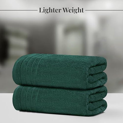 4 Piece Extra Large Bath Towels 30 x 60 Inches, Hunter Green | 100% Cotton, Larger & Lighter Weight, Quicker to Dry, Super Soft and Absorbent, Perfect for Bathroom - color: Hunter Green