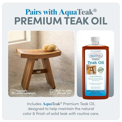 AquaTeak Asia 18" Teak Shower Bench | Durable, Water-Resistant Teak, Shower Chair & Shaving Foot Rest, Indoor/Outdoor Use - size: Bench w/ Teak Oil