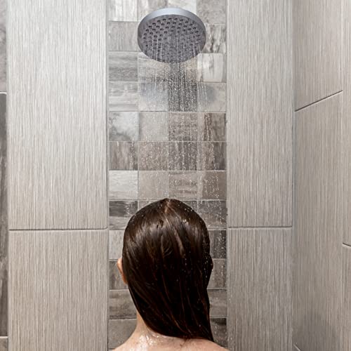 SparkPod Rain Shower Head, 6 Inch Round, Charcoal Grey Finish | High Pressure Shower Heads, 90 Nozzles, Adjustable Showerhead, No Tools Needed, Universal Connection - color: Charcoal Grey, style: 6 Inch Round