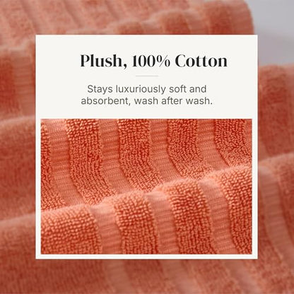 Modern Threads 6 Piece Bath Towel Set – Bathroom Set with 2 Bath Towels, 2 Hand Towels, and 2 Wash Cloths – 100% Cotton, Super Absorbent & Extra Soft – Reversible Natural Vine (Rust Orange) - color: Rust Orange