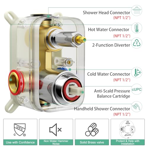 SR SUN RISE Shower Faucet - 16 Inch Multifunctional High Pressure Shower Head System with Handheld Shower Head Fixtures - Valve Included - Polished Chrome - color: Polished Chrome, size: 16 Inch