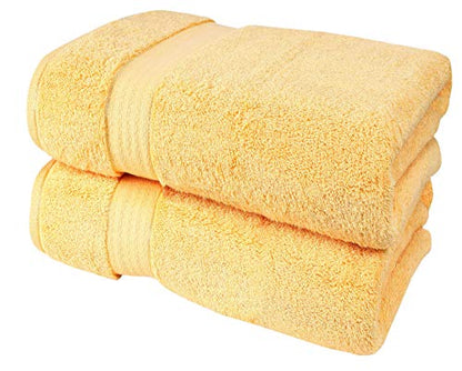 GLAMBURG 700 GSM Premium Cotton 2-Pack Oversized Extra Large Bath Sheet Set - 100% Combed Cotton - 2 Bath Sheets 35x70 - Luxury Hotel & Spa Quality - Durable Ultra Soft Highly Absorbent - Yellow - color: Yellow, size: 2 Pack 700 GSM Bathsheet