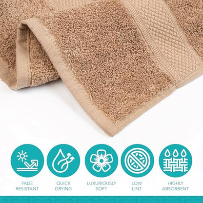 Pleasant Home Bath Towels Set of 6 (24” x 50”) 100% Cotton, Mocha | 515 GSM | Lightweight, Soft & Highly Absorbent Luxury Towels for Bathroom | for Gym, Pool & Spa - color: Mocha