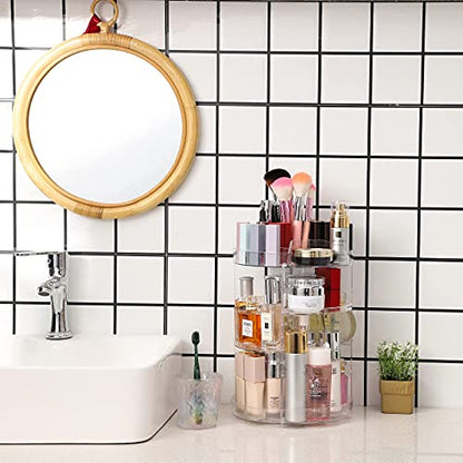 Cq acrylic Rotating Makeup Organizer,Adjustable Spinning Skincare Organizer for Vanity,Countertop,Clear Rotating Perfume Organizers,Bathroom Lazy Susan Organizer and Spin Skin Care Storage Rack,1 Pack - size: 4 Tier No Pattern
