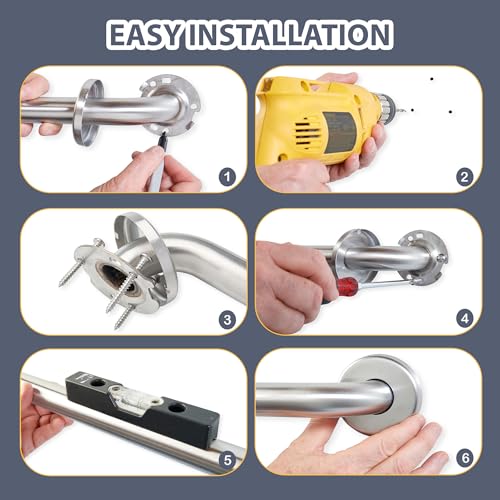 Grab Bar for Bathtub Shower - 1.5" Dia. / Stairs Bed Toilet Bathroom / Stand Assist & Safety Handrail / 304 Stainless Steel / Smooth Grip / 12" - color: Stainless Steel, size: 12 in. Smooth Grip