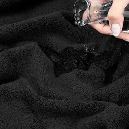 American Soft Linen Salem Washcloth Sets, 4 Piece Luxury 600 GSM 100% Cotton Washcloths for Bathroom, 13x13 inches Washrags Premium Quality Hand Face Towels, Black - color: Black, size: 13x13"
