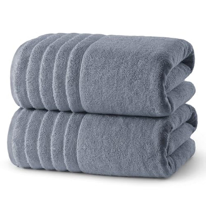 ecolook Soft Bath Towels 2 Pack, 100% Cotton Ultra Absorbent & Quick-Drying | Luxury Lightweight with Hanging Loop, Gray towels for Bathroom Shower Gym Travel - color: Light Gray