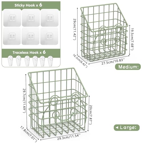 Greentainer 2 Pack Bath Toy Storage Organizer, Large Rustproof Metal Wire Basket, Wall Mounted Hanging Bathtub Holder, Bathroom Shower Caddy for Tub Toys & Toiletries - color: Green-frog