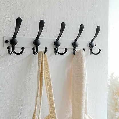 Coat Rack Wall Mount, Heavy Duty 12-Gauge Base vs Flimsy 1mm, Double-Thick Solid Anti-Snap Hooks, 16” Stud-Mount, Stainless Steel Hanger for Clothes Hat Entryway Closet Mudroom, White & Black - color: White/Black, size: L=17" (1pcs)