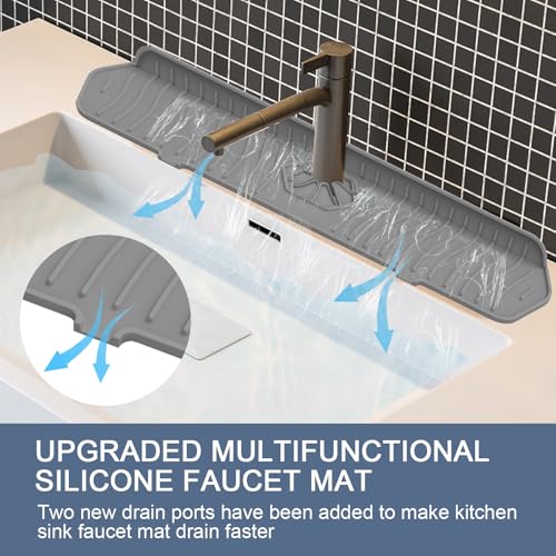 Faucet Guard - 90 Foldable Drain Mat for Kitchen & Bathroom Sink (Gray, 24"*5.66") - color: Gray, size: 24"*5.78"