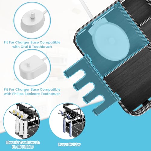 Toothbrush Holders Instant-Drying Organizer - Bathroom Countertop/Wall Mounted Electric Toothbrush Holder - Toothbrush Head Toothpaste Holder Bathroom Counter Organizers Storage Black - color: Black