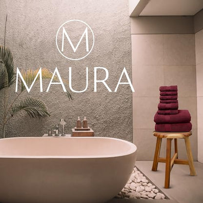 MAURA Burgundy Bath Towel Set of 8 for Bathroom. Turkish Cotton Luxury Bath Towels Extra Large, Thick, Plush & Soft. Hotel & Spa Quality - Burgundy - color: Burgundy, size: 8-Piece Set (2 Bath, 2 Hand, 4 Washcloth)