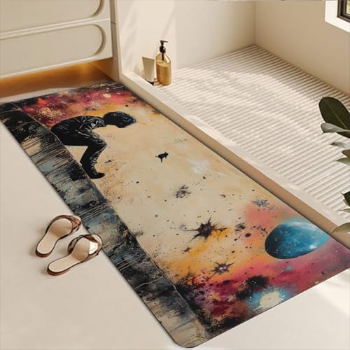 Bathroom Runner Mat Rugs Long,Galaxy Nebula Universe Starry Space art Diatomite Stone Bath Mat Large Absorbent Diatomaceous Earth Mat Non Slip Fast Dry Shower Mat Bathroom Rugs Floor Mat 16x42in - color: Design02